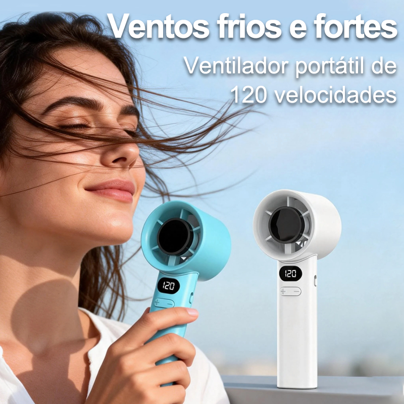 Ventilador Portátil Turbofan De 120 Velocidades Elétrico Recarregável USB Com Display Digital em Oferta na Shopee