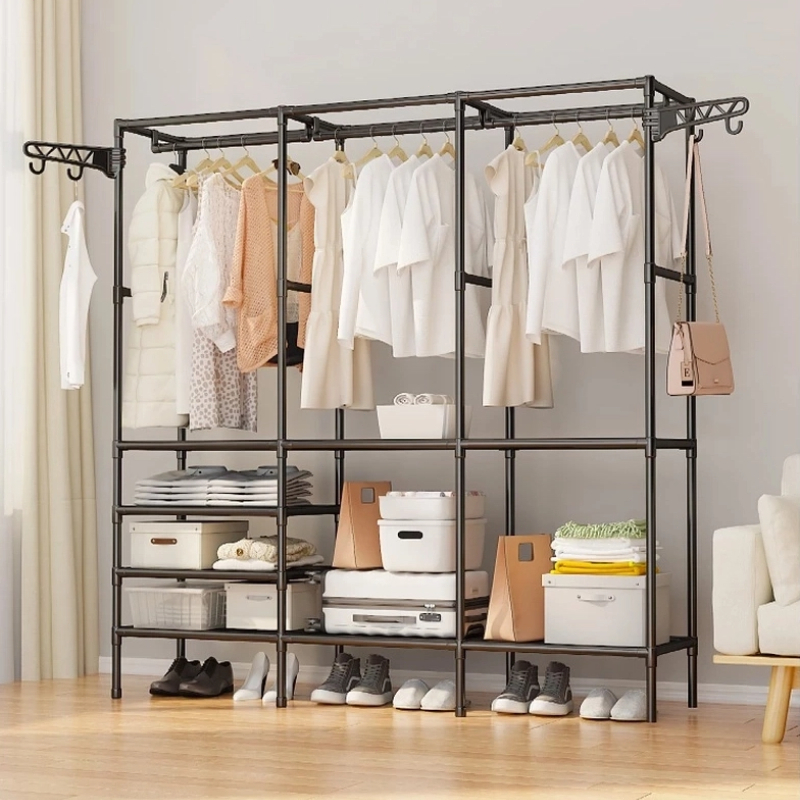Guarda Roupa Portatil Arara Multifuncional Desmontavel Arara De Roupa Cabideiro Chão Sapateira Rack Organizador Multiuso