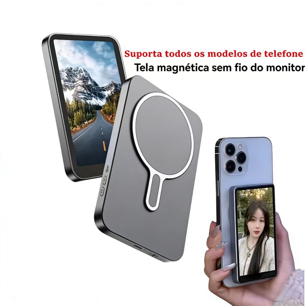 Suporte Magnético Sem Fio para Celular Tela de Monitor para Selfie e Gravação