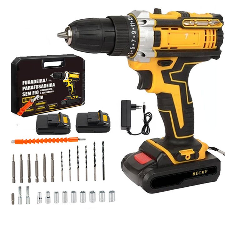 Parafusadeira Furadeira 48V 2 Baterias Com Maleta e Acessórios Completo em Oferta na Shopee