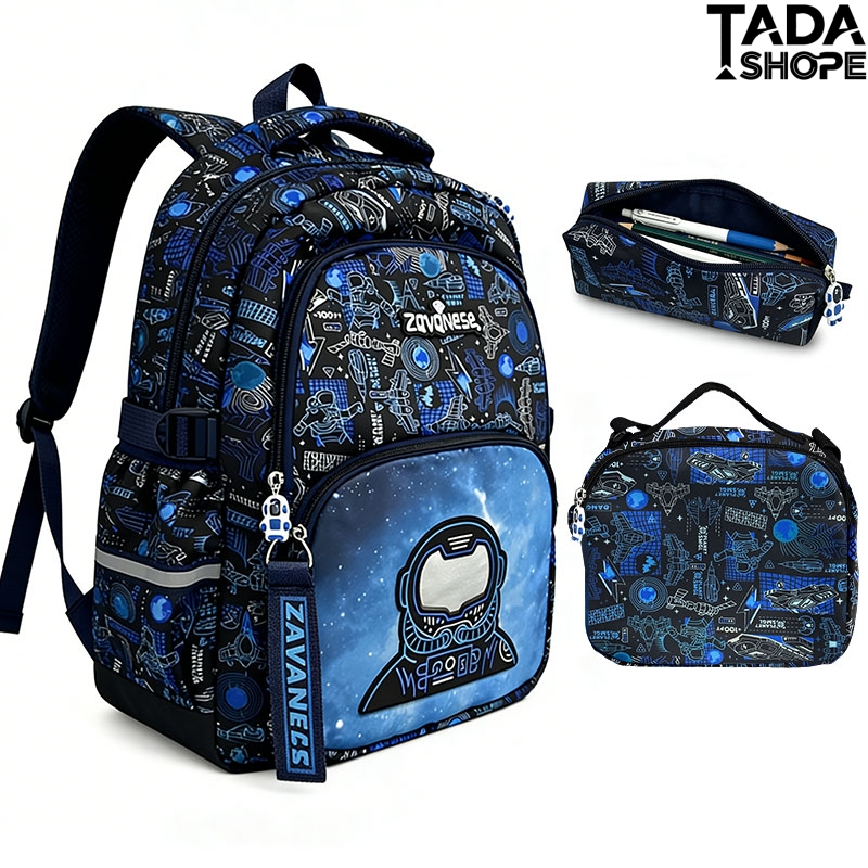 Mochila Escolar Infantil Astronauta 3 em 1 – Presente Ideal para a Volta às Aulas | Com Estojo e Lancheira | Ofertas Esp em Oferta na Shopee