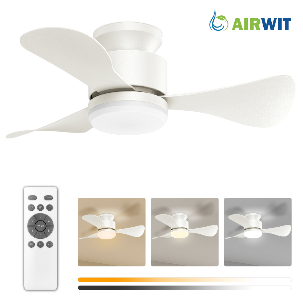Ventilador de Teto 28" Luz LED 20W 3 Cores Controle Remoto 3 Pás 6 Velocidades Bivolt