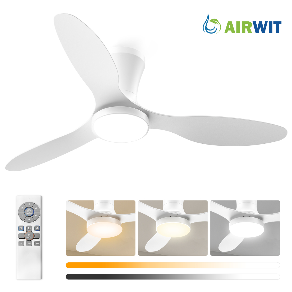 Ventilador de Teto 42" Luz LED 21W 3 Cores Controle Remoto 3 Pás 6 Velocidades Bivolt