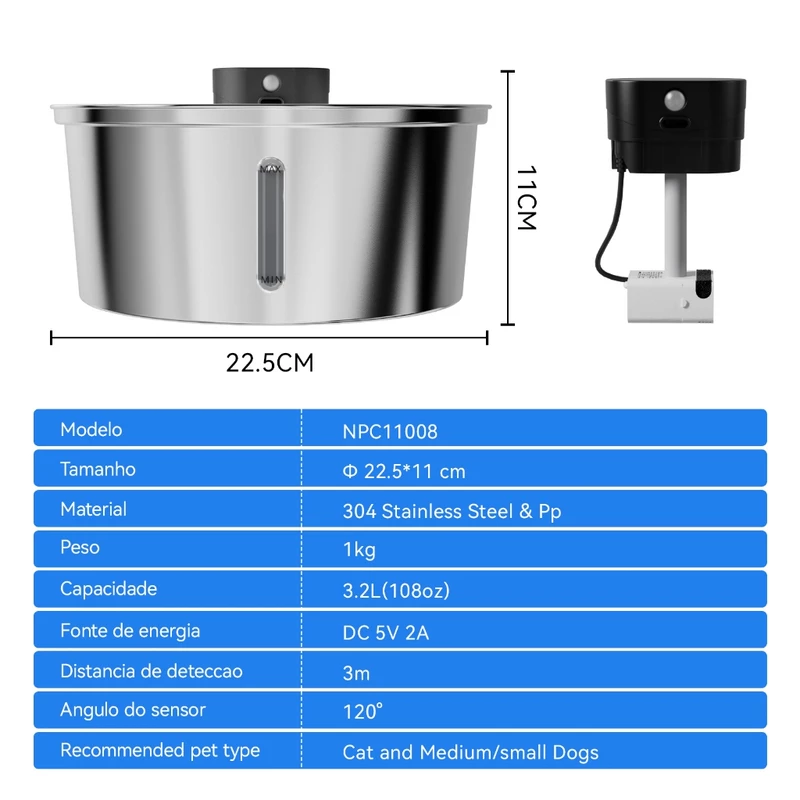 Fonte para Gatos Newpet Inox 3.2L com Sensor e Bivolt — foto 9