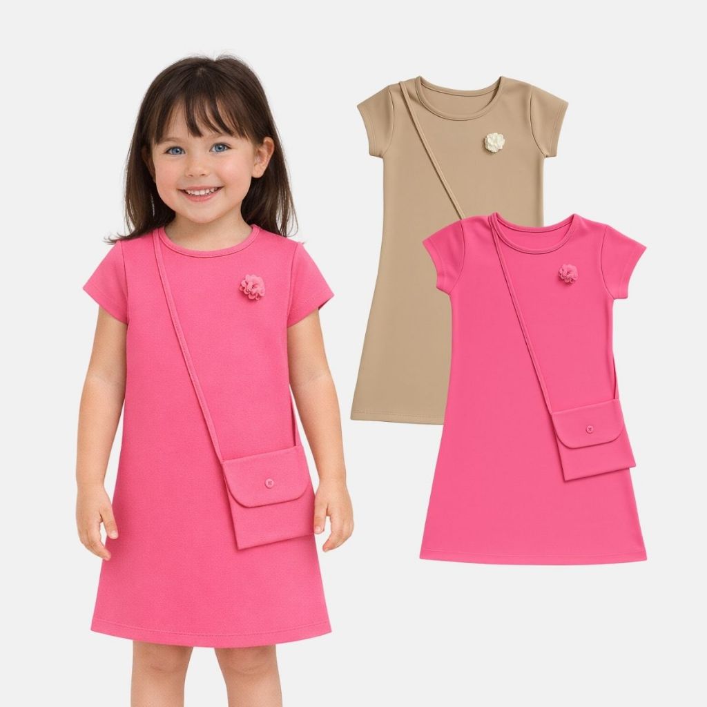 Kit 2 Peça Vestido + Bolsa Verão Infantil Menina Cotton Blogueirinha em Oferta na Shopee