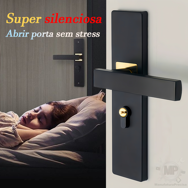Fechadura de porta preta, sem necessidade de modificar o furo, maçaneta de porta silenciosa e antiga+Chaves em Oferta na Shopee