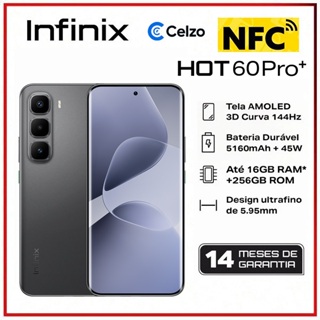 Smartphone Infinix Hot 60 Pro+ NFC 4G Tela 6.78'' 8GB+256GB, Preto elegante em Oferta na Shopee