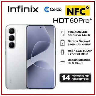 Smartphone Infinix Hot 60 Pro+ NFC 4G Tela 6.78'' 8GB+256GB, Prata Titânio em Oferta na Shopee