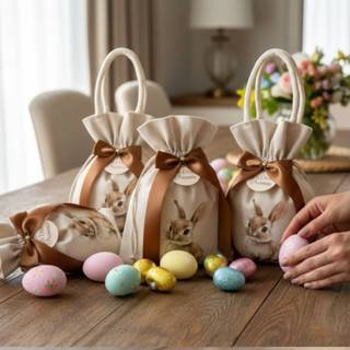 05 Saquinhos Montadinhos de Linho Coelhinho Coleção Páscoa Lembrancinha com Tag em Oferta na Shopee