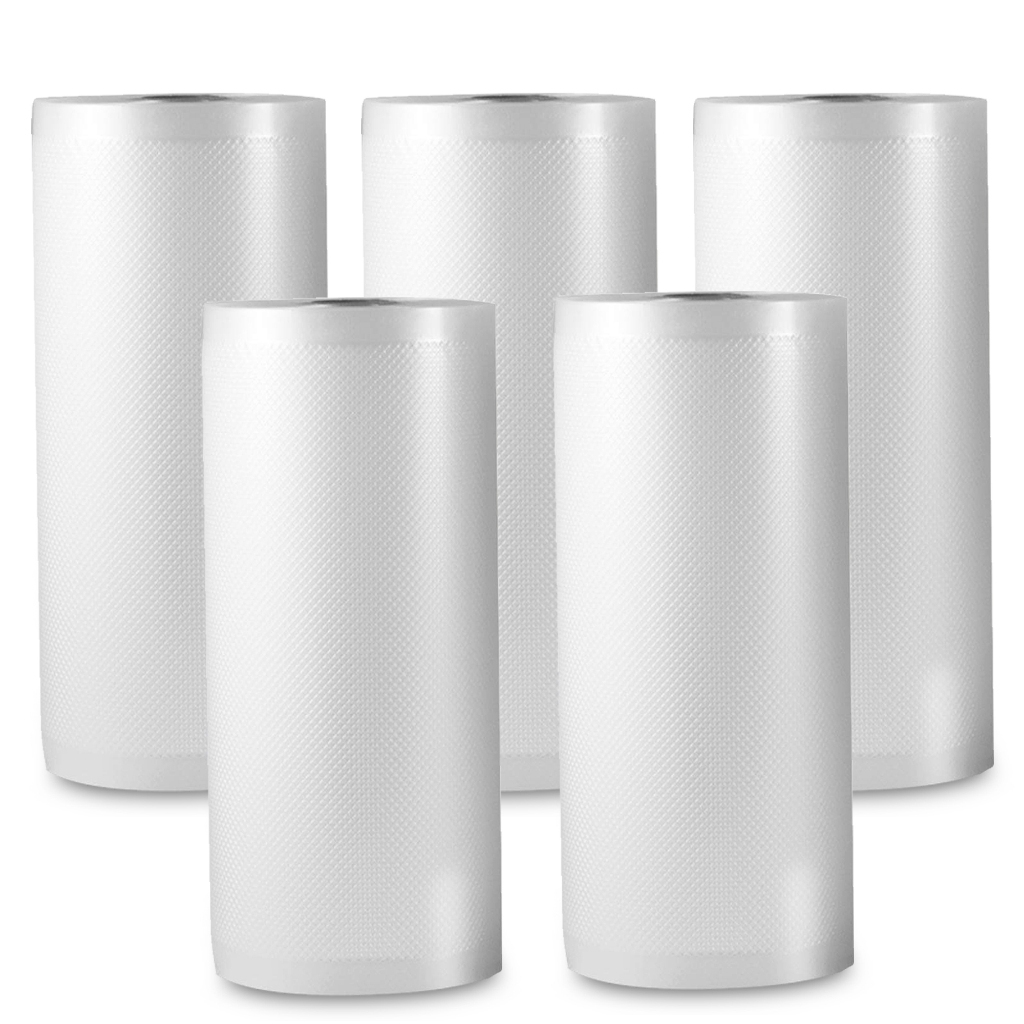 Kit Rolo 5 Metros Saco de Embalagem a Vácuo c/ Ranhura para Alimentos BPA FREE em Oferta na Shopee