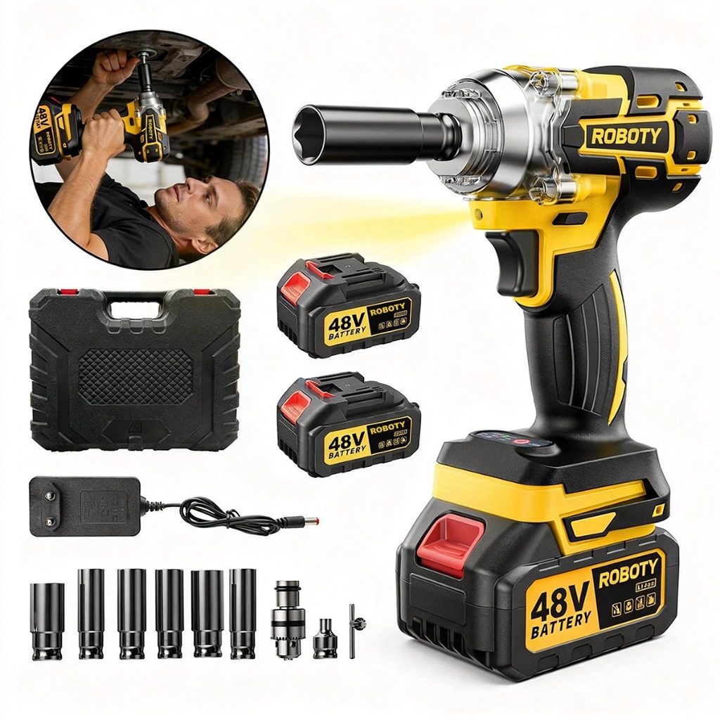 Parafusadeira Furadeira e Chave De Impacto 48v 02 Baterias Sem Fio Soquetes com Maleta Profissional
