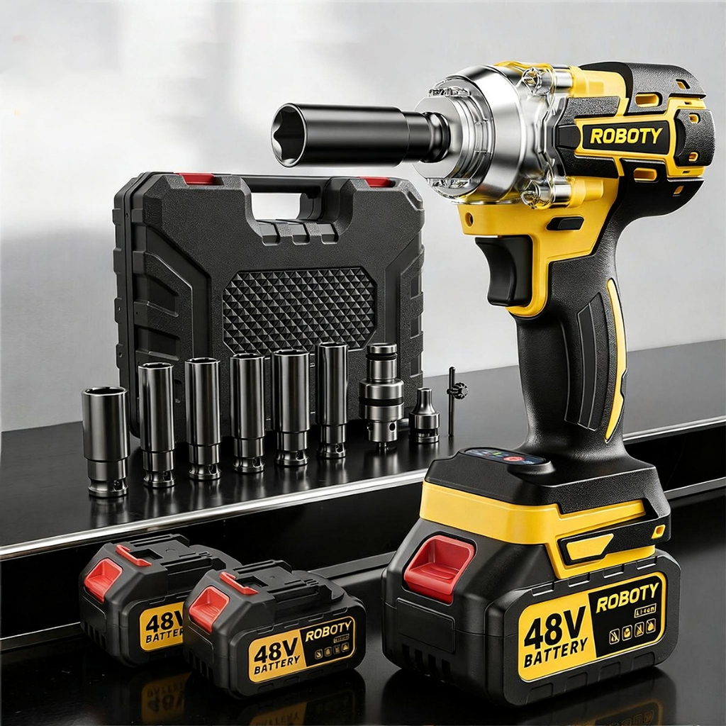 Parafusadeira Furadeira e Chave De Impacto 48v 02 Baterias Sem Fio Soquetes com Maleta Profissional 800NM