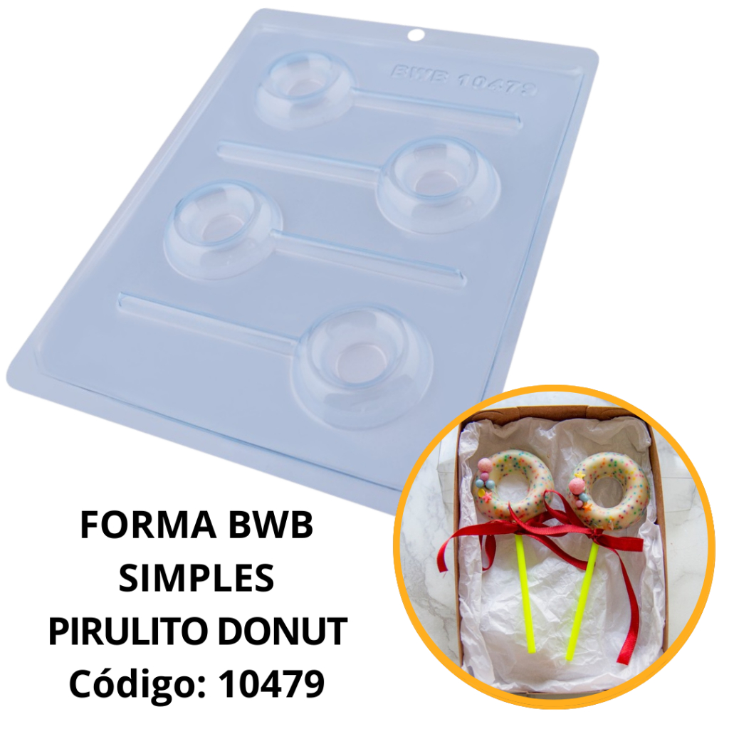 1~10 Forma bwb  simples PIRULITO DONUTS de acetato para chocolate Cód. 10479 em Oferta na Shopee
