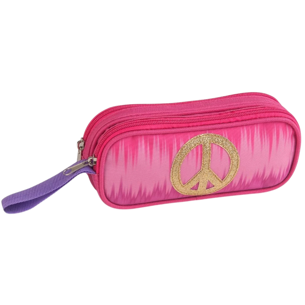 Estojo Escolar Rosa Feminino Com Dois Compartimentos Design Moderno