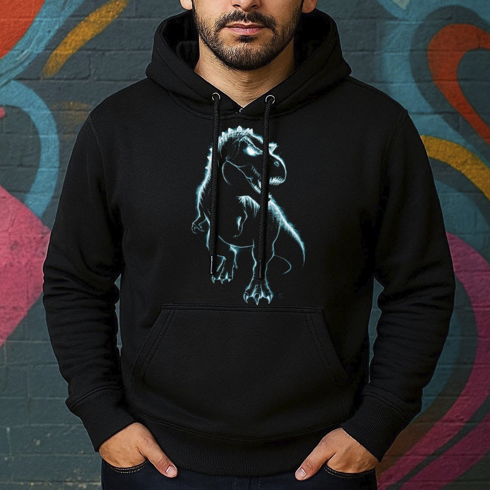 Blusa de Moletom Estampada Dinossauro Raio-X Canguru Masculina Confortável Do Tamanho P ao GG
