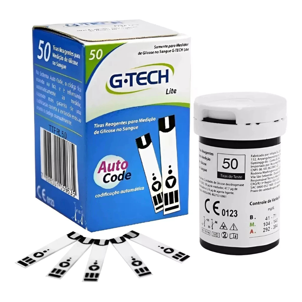 Tiras Reagentes G-Tech Lite Frasco Com 50/100/150/200 Unidades