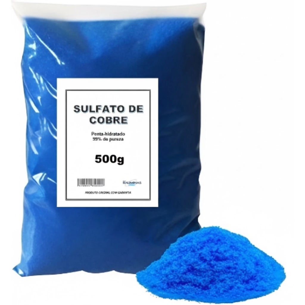 500g de  Sulfato de Cobre de com pureza de 99,00% - GARANTIA E NOTA FISCAL - VALIDADE 08/2026 em Oferta na Shopee
