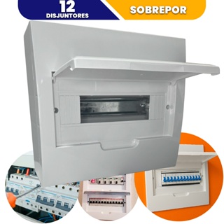 Caixa de Distribuição 12 Disjuntor Interruptor Quadro 12 Polos Din Sobrepor Acompanha Trilho din PVC em Oferta na Shopee