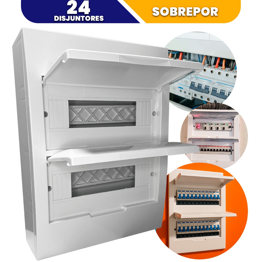 Caixa Quadro de Energia Sobrepor 24/18 Disjuntor Interruptor Fix Din 24 Polos Quadro Distribuicao em Oferta na Shopee