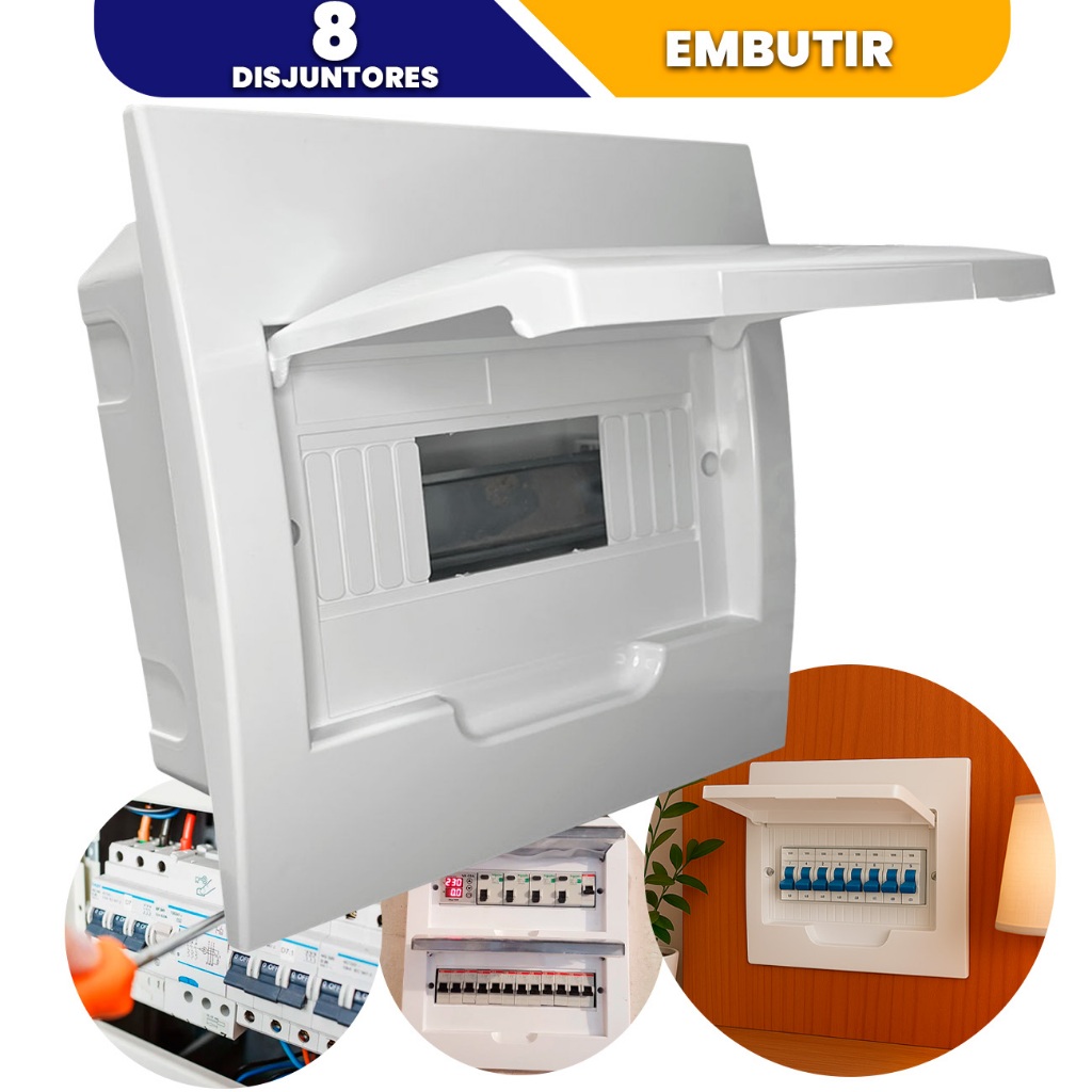 Quadro de Distribuição 8 Polos Din Embutir Acompanha Trilho din Para 8 Disjuntor Interruptor Caixa