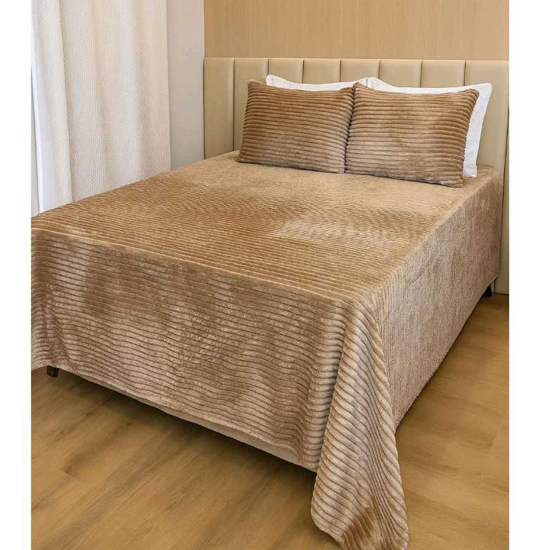 Kit Cobre Leito Colcha Queen 3 Peças Dupla Face+2 Fronhas – Flannel Premium Aveludado em Oferta na Shopee