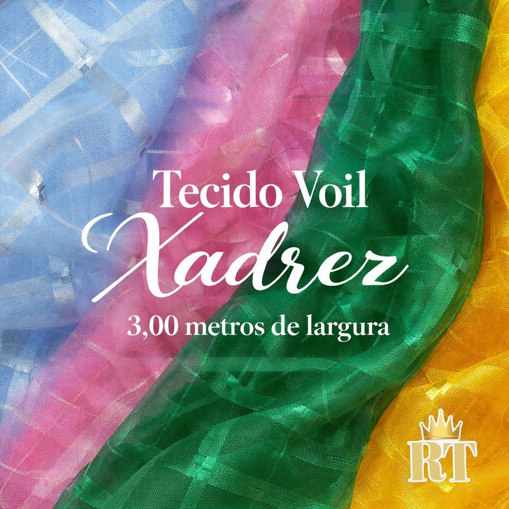 1 Metro De Tecido Voil Xadrez (1m x 3,00m) Varias Cores!