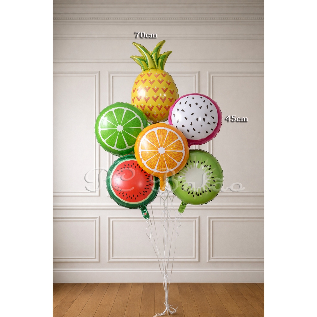 kit 6 Balão Metalizado Frutas aniversário Festa Decoração 6 Frutas 45cm + 1 Fruta GRANDE em Oferta na Shopee