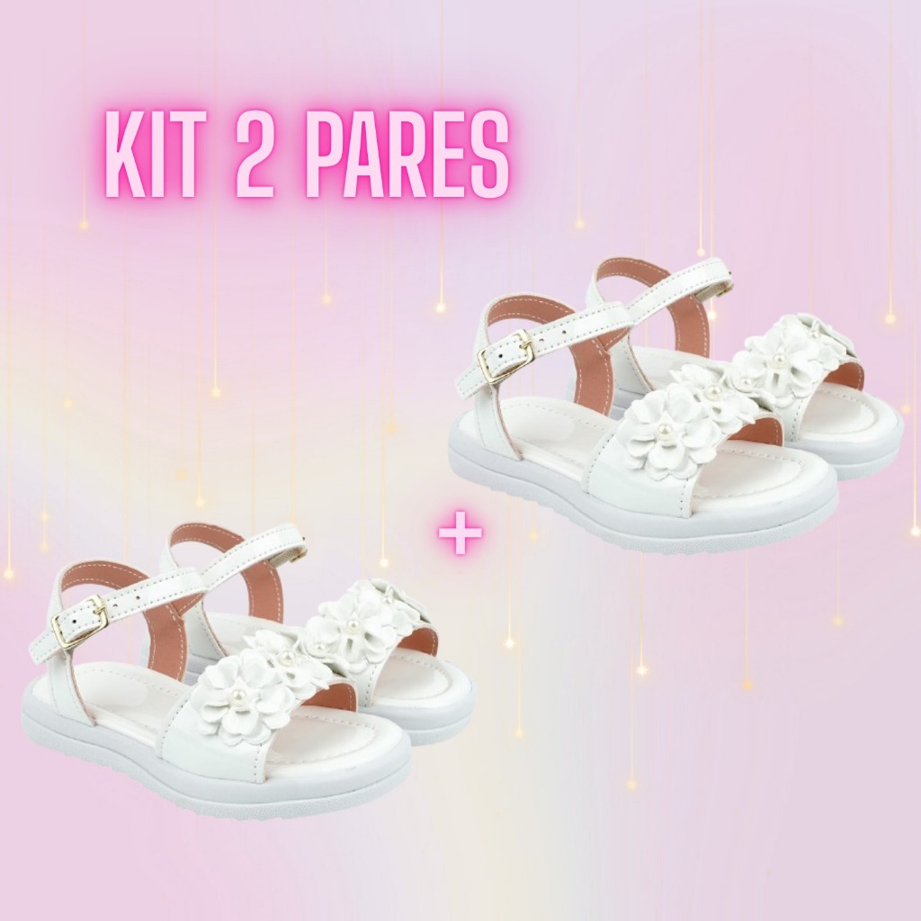 Kit 2 Pares Sandália Rasteira Menina Infantil Trazeiro Fivela Promoção Tato e Ju