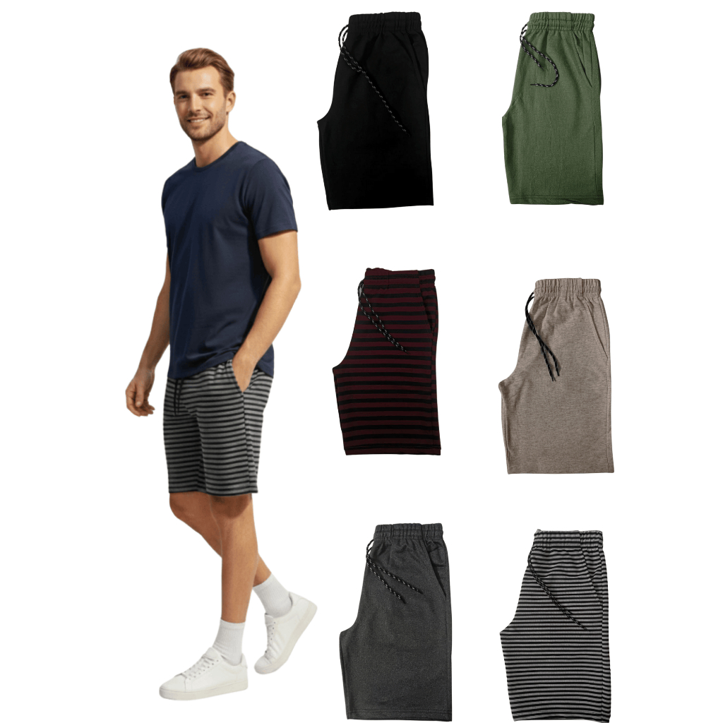Kit Bermudas Moletom Masculinas Academia e Treino – Lisas e Listradas Sortidas (P ao G3)