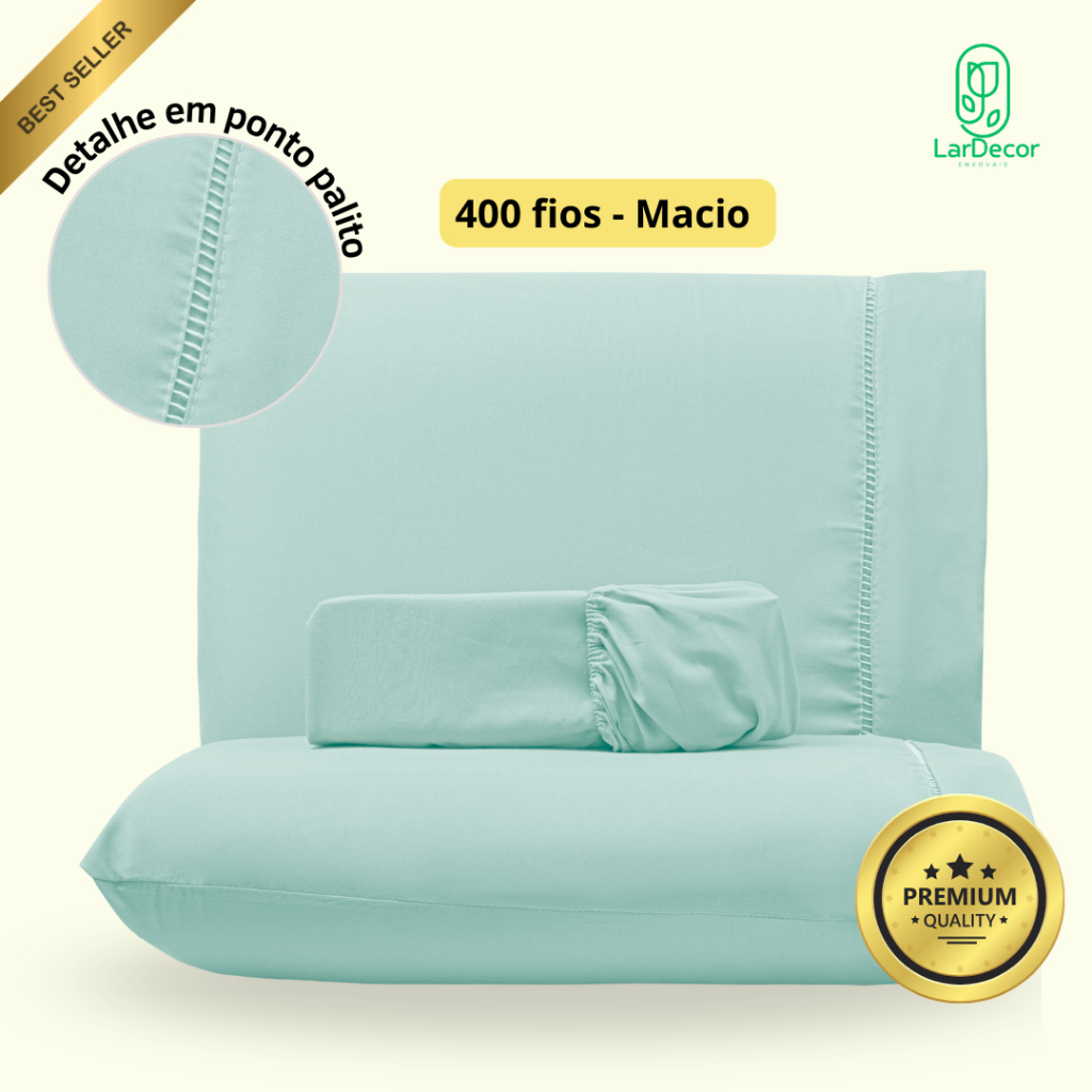 Jogo de Lençol Casal Queen Solteiro King Macio 400 Fios Micropercal Com Ponto Palito 3 pçs