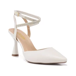 Scarpin Feminino Sapato Social Com Tira Strass Brilho Salto Fino Alto Elegante Confortável Glamour