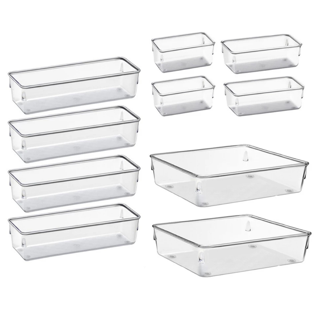 Kit's 【7】-【10】 Organizador Multiuso Modular Gavetas Acrilico Cristal【Cozena】 em Oferta na Shopee