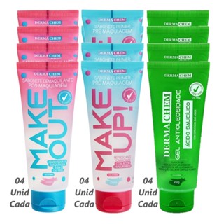 Combo Dermachem Atacado - Makeup + Makeout + Gel Anti-Oleosidade - 12 Unid ( 04 de Cada ) em Oferta na Shopee