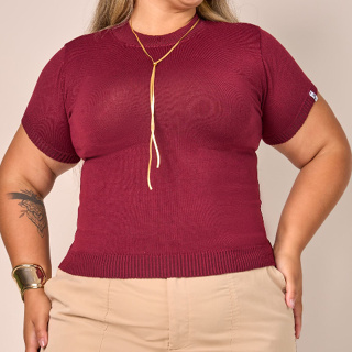 Blusa Feminina Tricot com Elastano Premium Manga Curta Versátil M ao G2 Plus Size 20368 em Oferta na Shopee