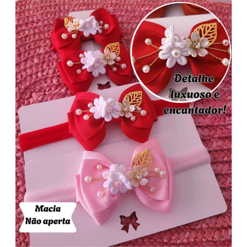 Faixinha Bebê RN a 1 Ano – Laço Luxo com Pérolas- festa PREMIUM  Unidade ou Kit com 2 - Promoção em Oferta na Shopee