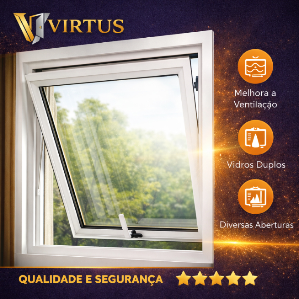 Vitro Maxim ar 60x60 - Janela de Banheiro- Aluminio Branco 25 Predial - Basculante