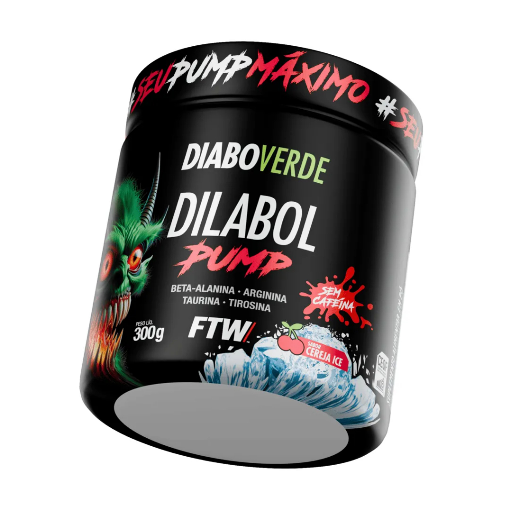 Dilabol Pump Pré Treino Pote 300g Sabor Cereja Ice Diabo Verde - FTW em Oferta na Shopee
