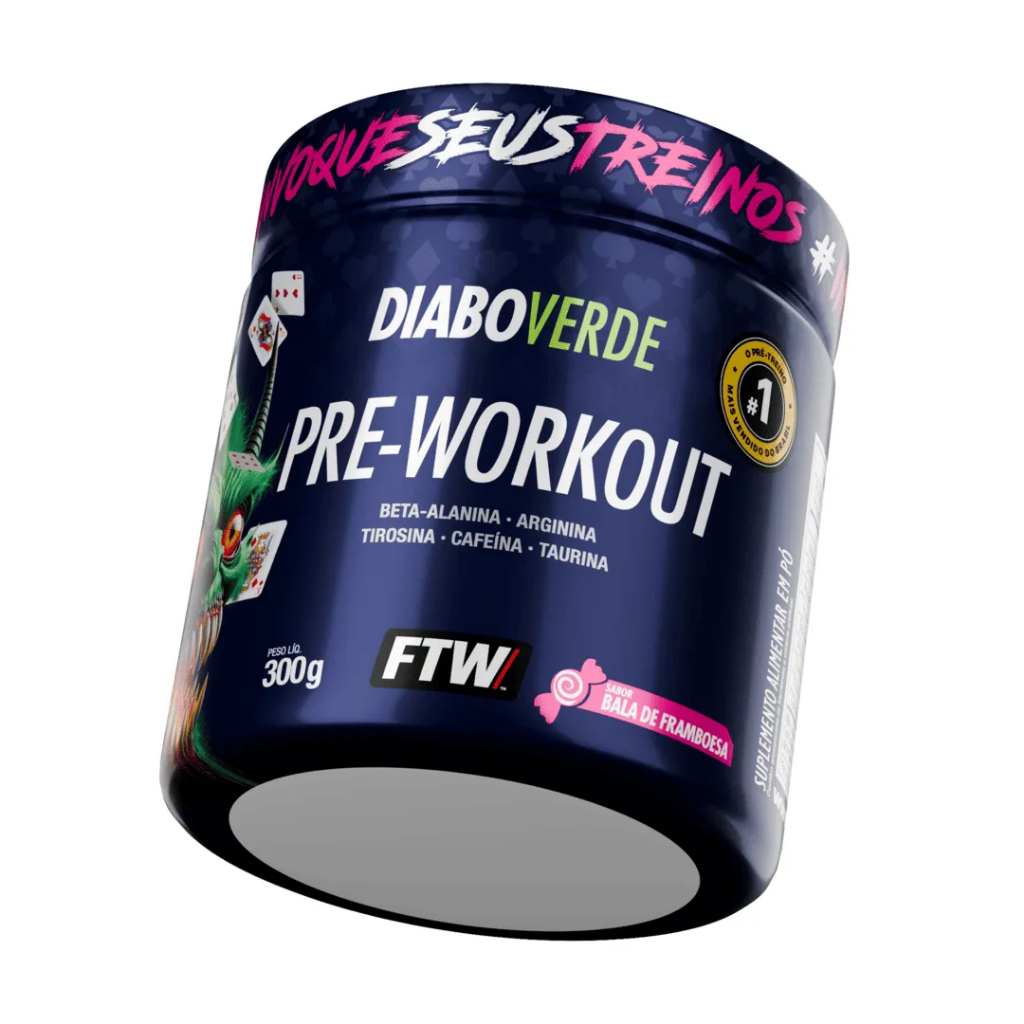 FTW Pré Workout Pote 300g Sabor Bala de Framboesa DIABO VERDE em Oferta na Shopee