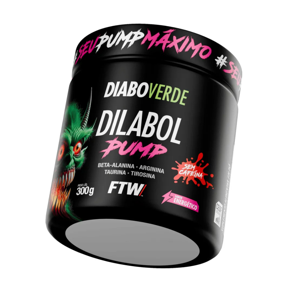 FTW DILABOL PUMP Pré Treino Sem Cafeína 300g Sabor ENERGÉTICO - DIABO VERDE