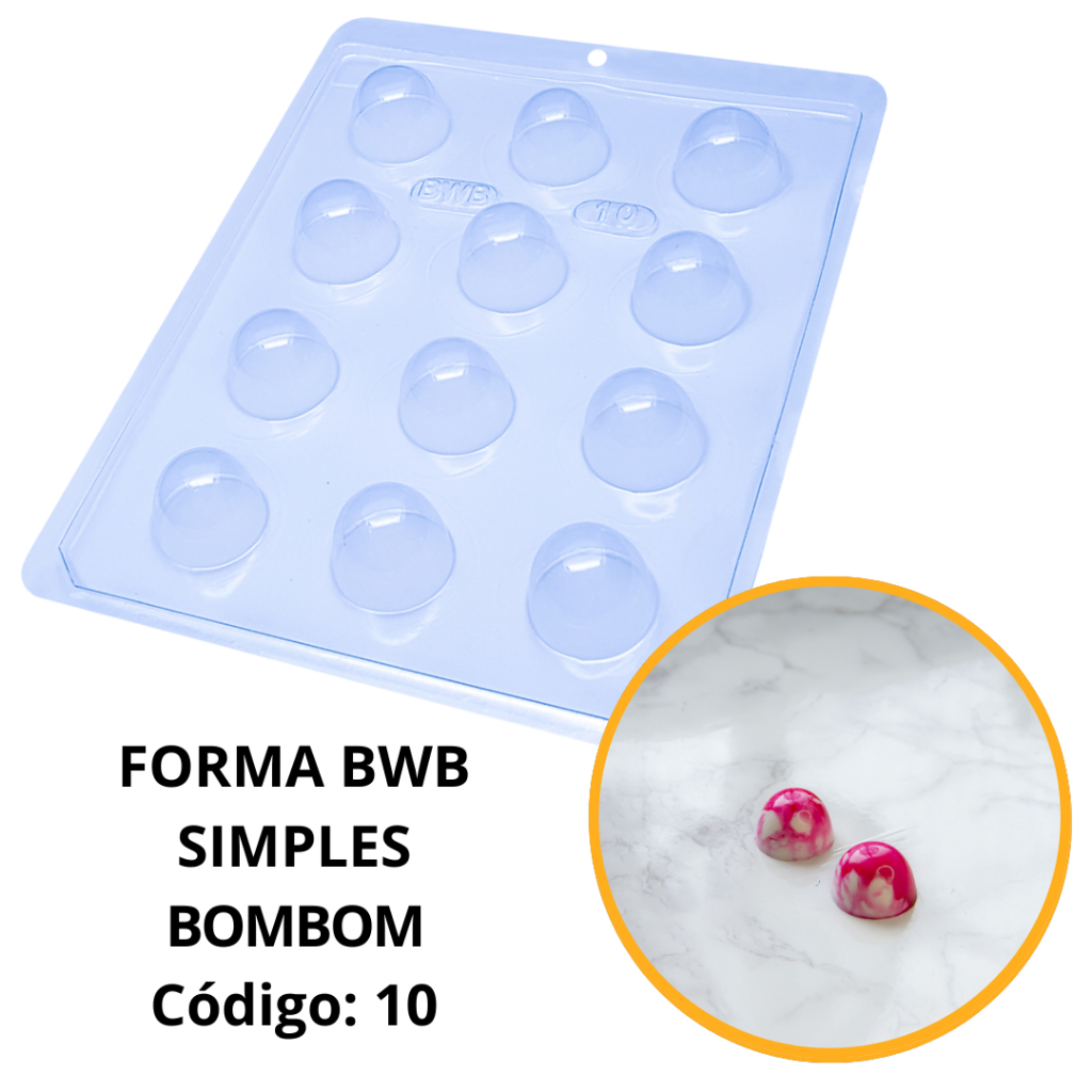 1~10 FORMA SIMPLES TRUFA CÓD.:10 EM ACETATO BWB PARA BOMBOM DOCES DE CHOCOLATE, CONFEITARIA E PÁSCOA.