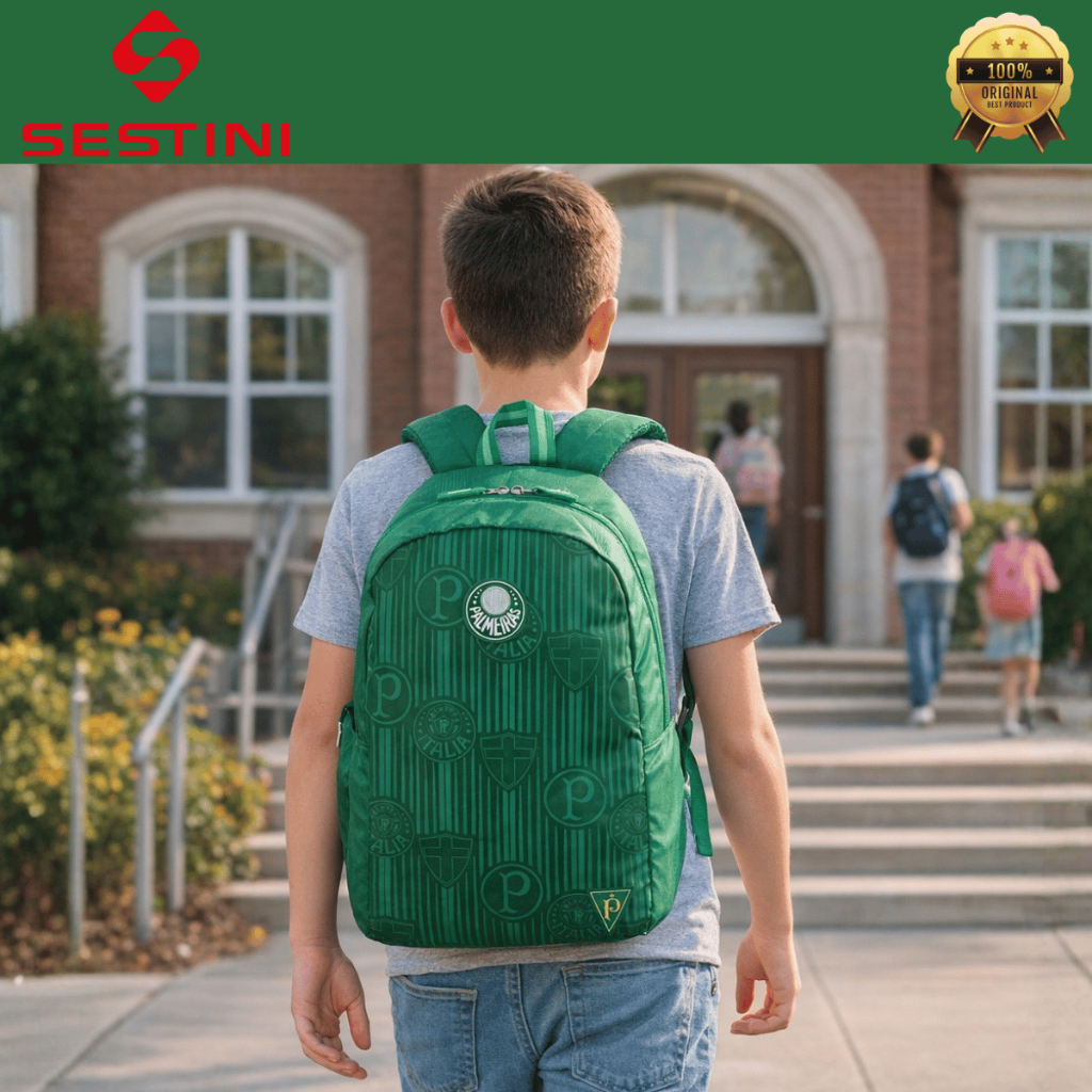 Mochila de Costas Palmeiras Verdão Grande Escolar Fundo Reforçado Juvenil Adulto Sestini Original