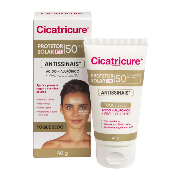 Protetor Solar Facial Cicatricure FPS 50 Antissinais 40g em Oferta na Shopee