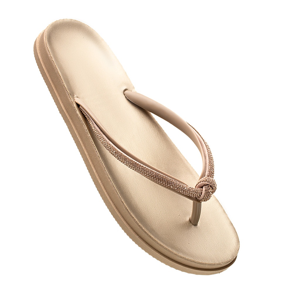 papete feminina sandália feminina rasteirinha confortável Tira Strass Chinelo Brilho Pedrinhas Strass Tendência Original