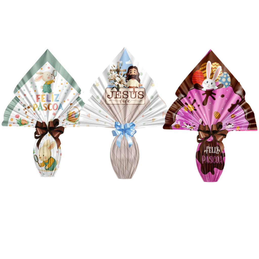 Kit 25 Saco Pratic 34x34 para Ovos de Páscoa de 250g a 350g