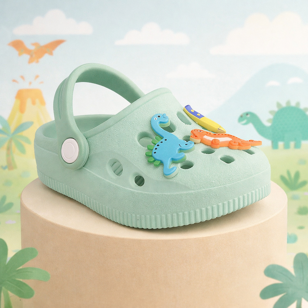 Sandália babuche infantil masculino menino bottons removíveis dinossauro brilha no escuro exclusivo