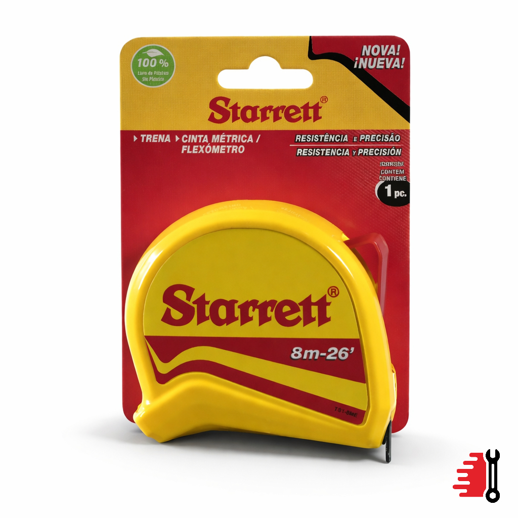 Trena Starrett 8m 25mm Profissional Com Trava Fita De Aço Milímetros Precisão em Oferta na Shopee