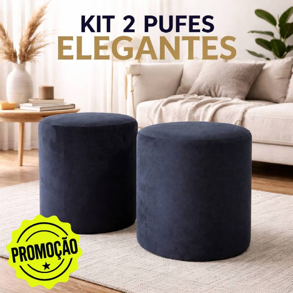 Kit com 2 Puff Narciso Cilindro Live Banqueta Multiuso Para Sala e Quarto Pés Antiderrapantes Veludo - Pepeluz em Oferta na Shopee
