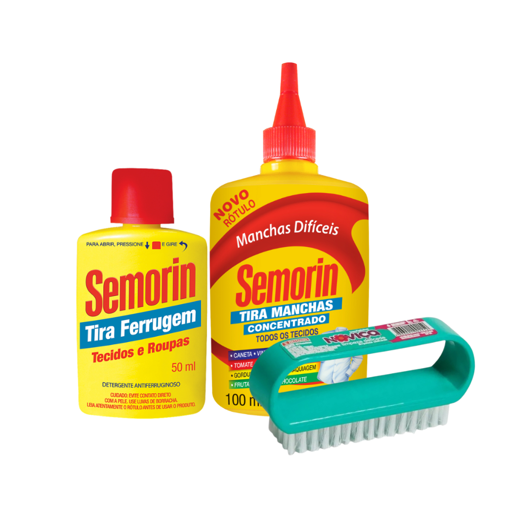 Semorin Tira Manchas Dificeis + Tira ferrugem com escova limpeza Delicada Noviça em Oferta na Shopee