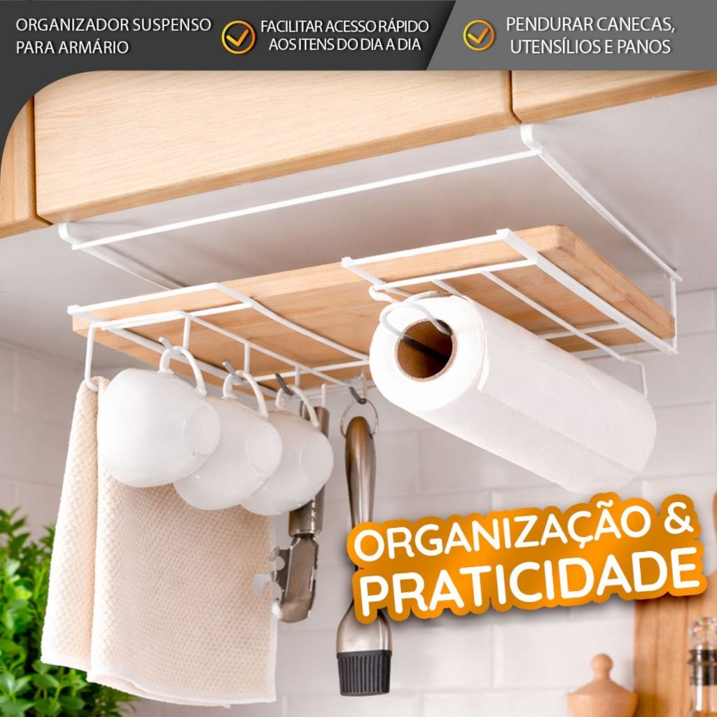 Organizador de Armário Ajustável Aramado Suspenso – Prateleira Extensível em Oferta na Shopee