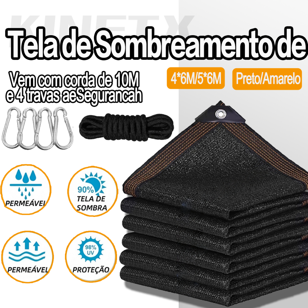 Tela de Sombreamento de 90% Resistente aos Raios 4x6m/5x6m UV com Bordas Reforçadas e Ilhós para Piscinas